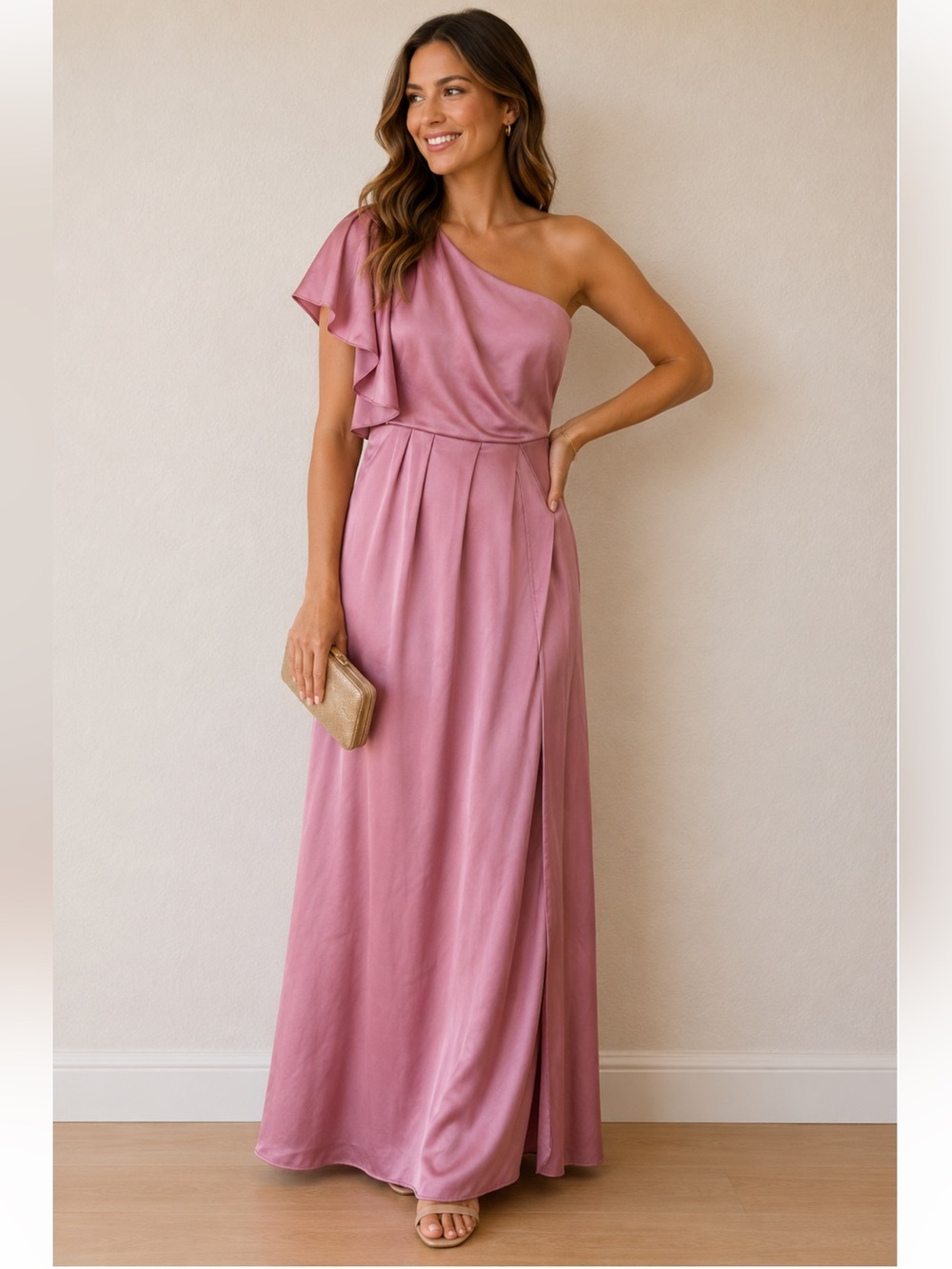 Marchesa Notte Pink One Shoulder Bridesmaid Dress